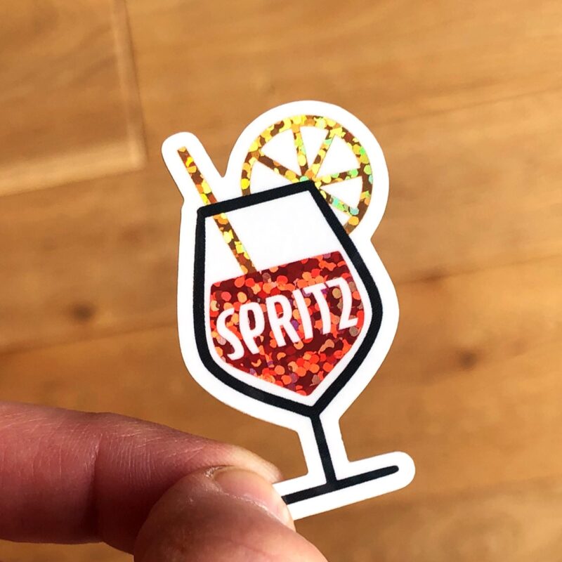 Autocollant Spritz paillettes - Sticker apéritif dolce vita - cadeau copine Aperol Spritz