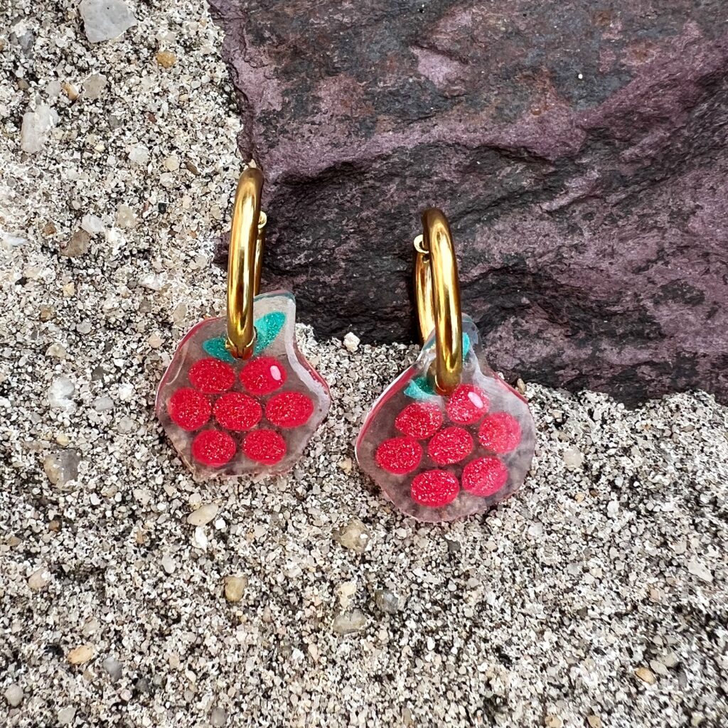Boucles d'Oreilles Framboises Pailletées