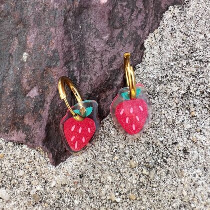 Boucles d'Oreilles Fraise Pailletées