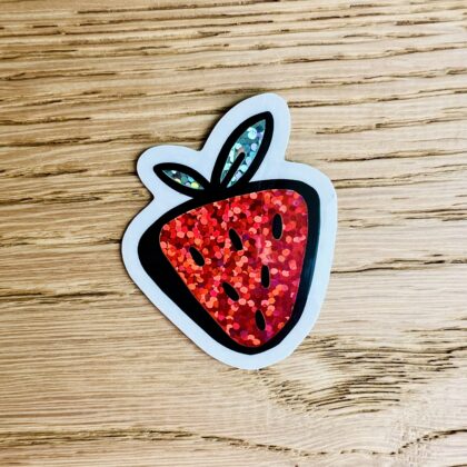 Sticker Fraise Rouge Pailletée